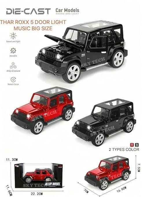 Thar Roxx Diecast Car Model 1:32 Scale | Metal Pull Back SUV Toy |